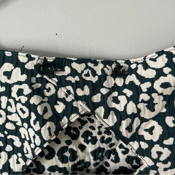 Zara dark green & white leopard print peplum sleeveless blouse - Picture 15 of 16